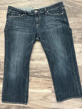 Paige Canyon Crop Jeans Size 32 Dark Wash Bootcut Cropped USA Made